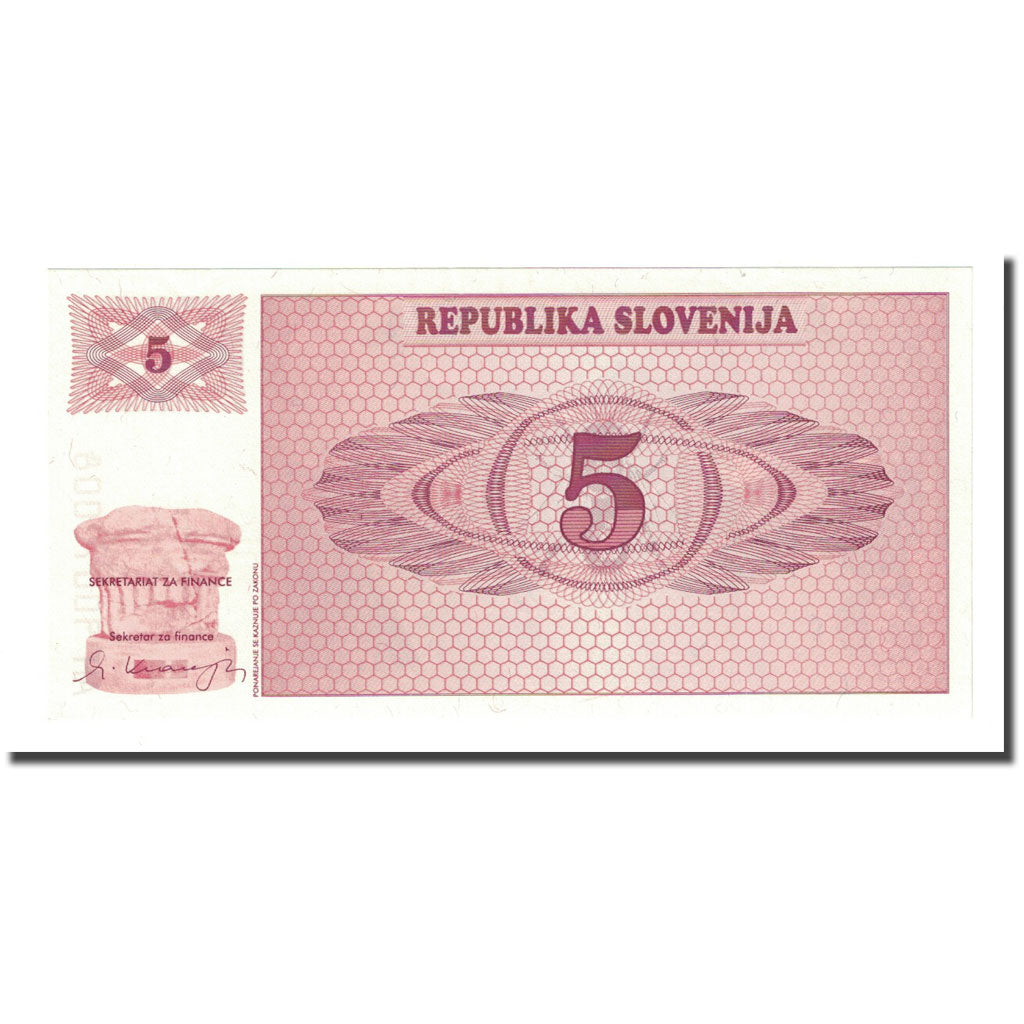 Banconote, Slovenia, 5 (Tolarjev), 1990, KM:3a, FDS