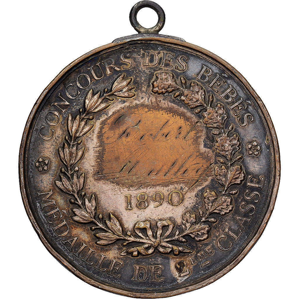 France, Medal, Concours de Bébés, Ville de Paris, 1890, VF(30-35), Silvered