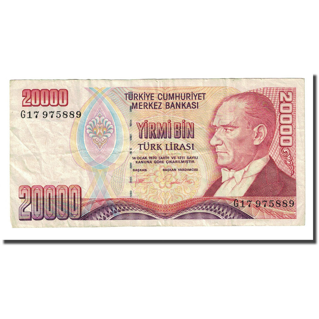 Banknote, Turkey, 20,000 Lira, L.1970, KM:202, VF(20-25)