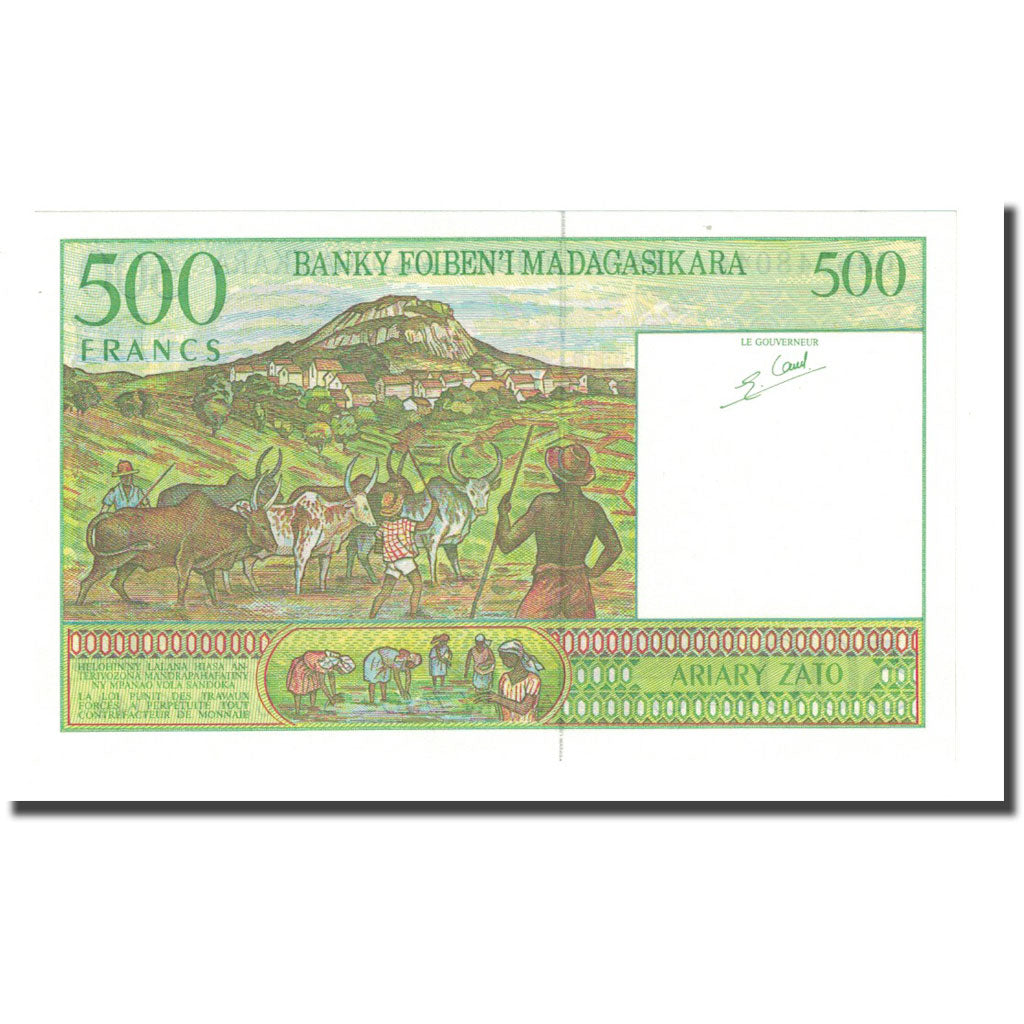 Geldschein, Madagascar, 500 Francs = 100 Ariary, Undated (1994), KM:75a, UNZ