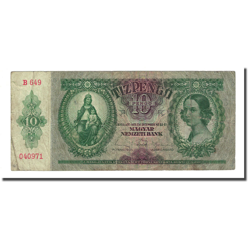 Banknote, Hungary, 10 Pengö, 1936-12-22, KM:100, F(12-15)
