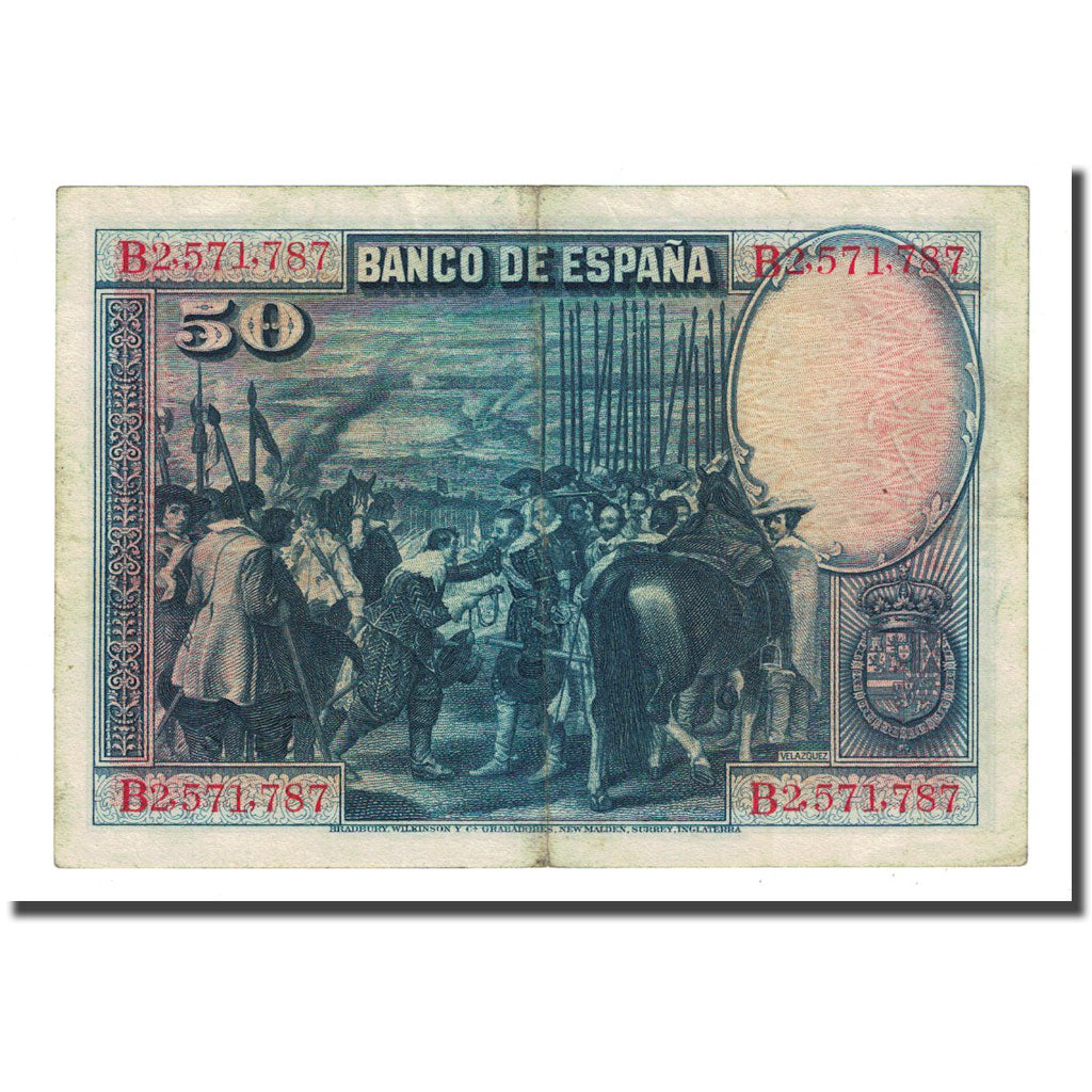 Banconote, Spagna, 50 Pesetas, 1928-08-15, KM:75b, MB