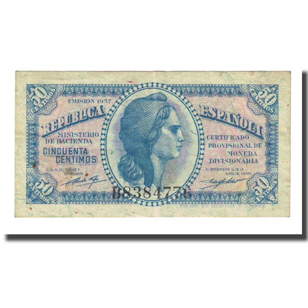 Biljet, Spanje, 50 Centimos, 1937, KM:93, TTB