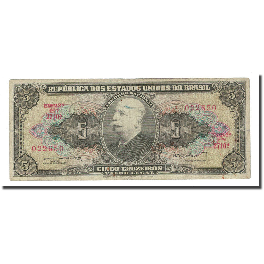 Banknote, Brazil, 5 Cruzeiros, Undated (1962-64), KM:176a, VF(20-25)