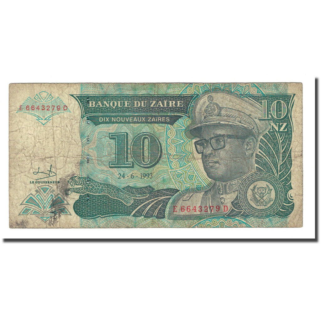 Banknote, Zaire, 10 Nouveaux Zaïres, 1993-06-24, KM:54a, VG(8-10)