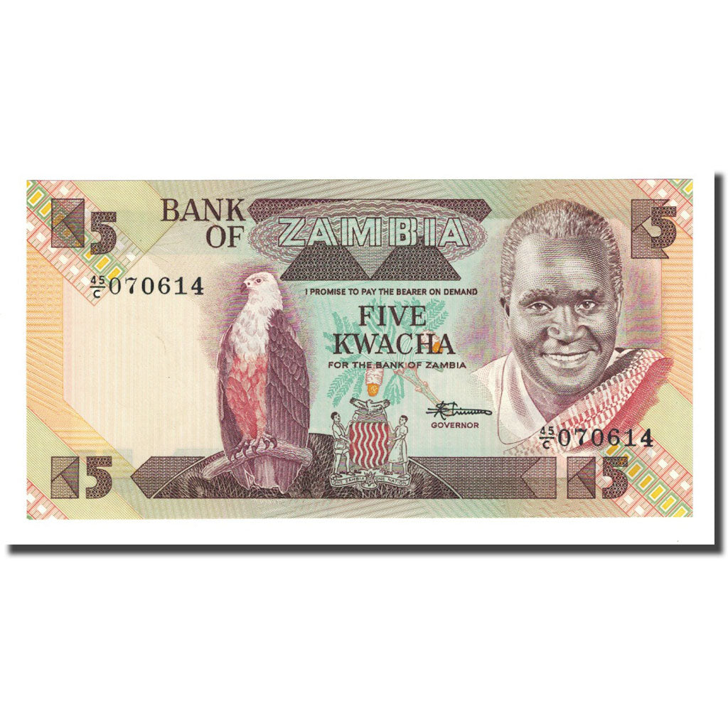 Billet, Zambie, 5 Kwacha, Undated (1986), KM:25d, NEUF