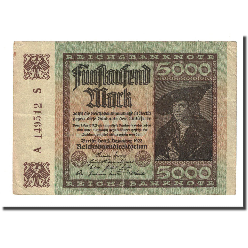 Banknote, Germany, 5000 Mark, 1922-12-02, KM:81a, VF(20-25)