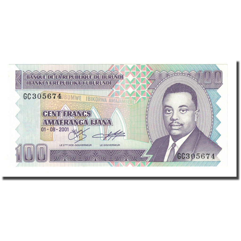Billete, 100 Francs, Burundi, 2001-08-01, KM:37c, UNC