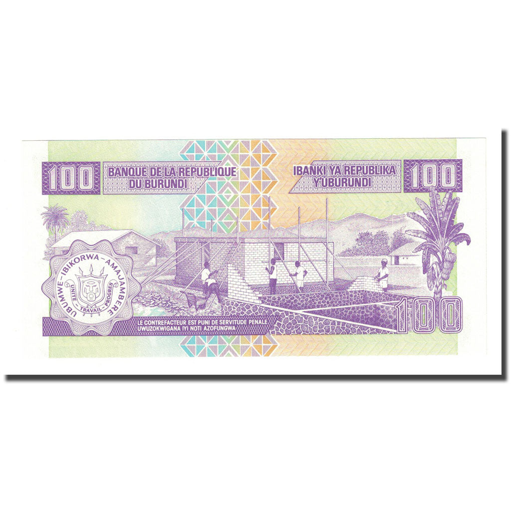 Billete, 100 Francs, Burundi, 2001-08-01, KM:37c, UNC