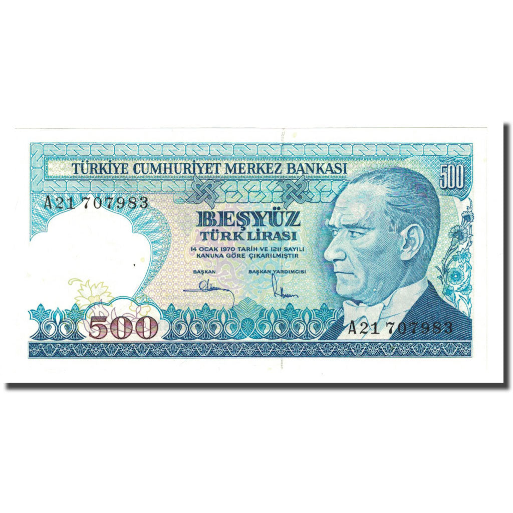 Banknot, Turcja, 500 Lira, L.1970, KM:195, UNC(65-70)