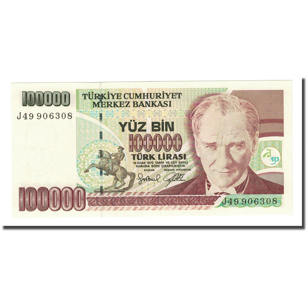 Banknote, Turkey, 100,000 Lira, L.1970, KM:205, UNC(65-70)