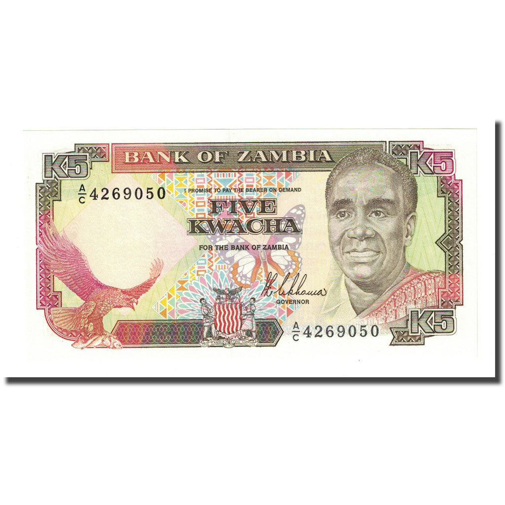Banknot, Zambia, 5 Kwacha, Undated (1989), KM:30a, UNC(65-70)