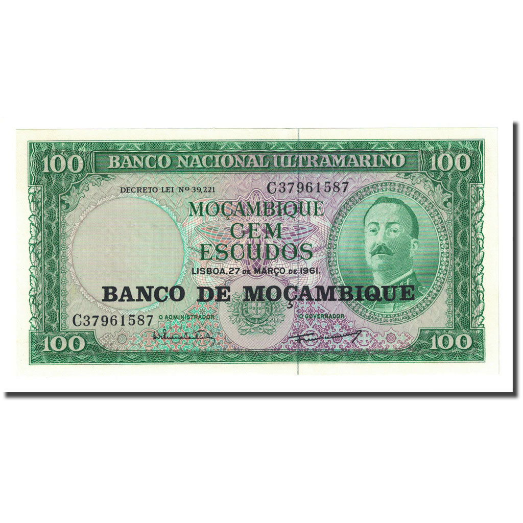 Banknote, Mozambique, 100 Escudos, 1961-03-27, KM:117a, UNC(65-70)