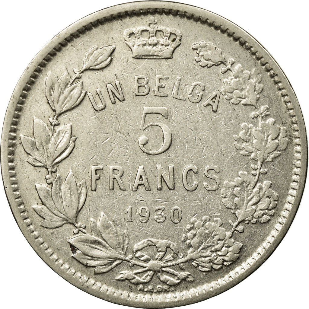 Coin, Belgium, 5 Francs, 5 Frank, 1930, EF(40-45), Nickel, KM:97.1