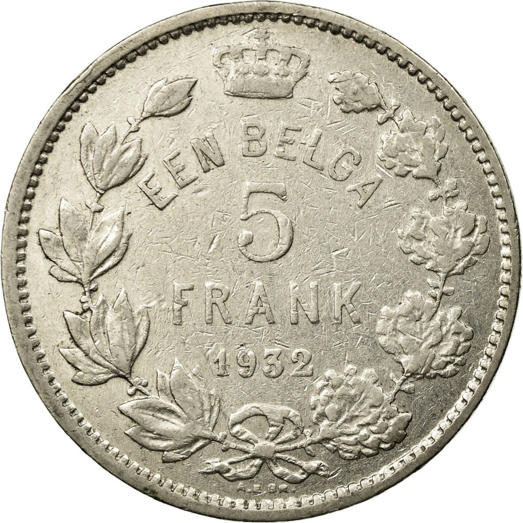Coin, Belgium, 5 Francs, 5 Frank, 1932, EF(40-45), Nickel, KM:98