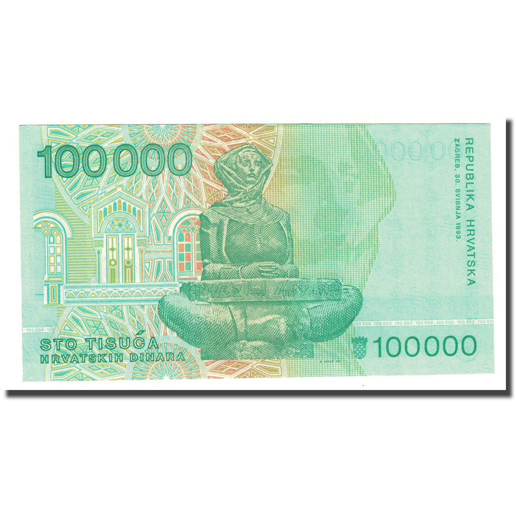 Geldschein, Kroatien, 100,000 Dinara, 1993-05-30, KM:27A, UNZ