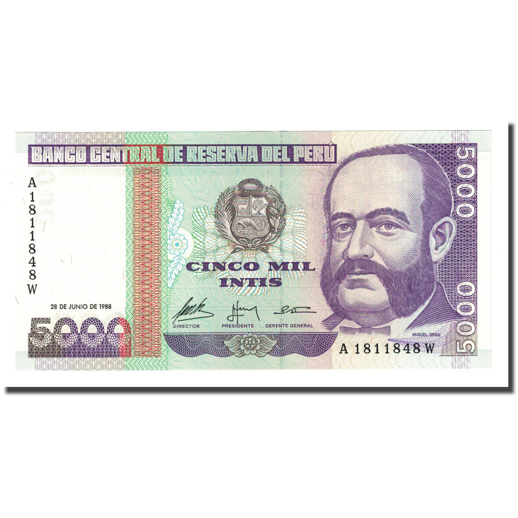 Banknote, Peru, 5000 Intis, 1988-06-28, KM:138, UNC(65-70)