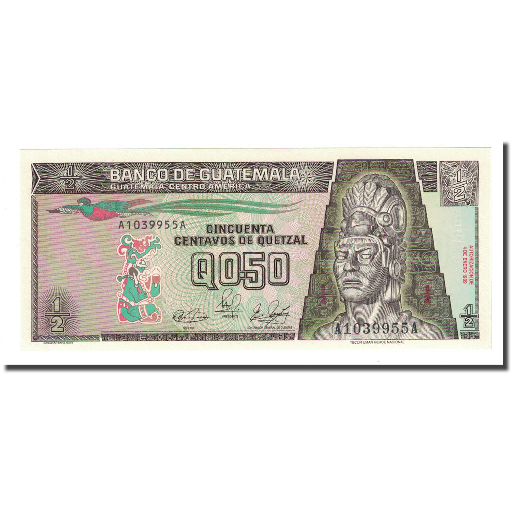Billet, Guatemala, 1/2 Quetzal, 1989-01-04, KM:72a, NEUF
