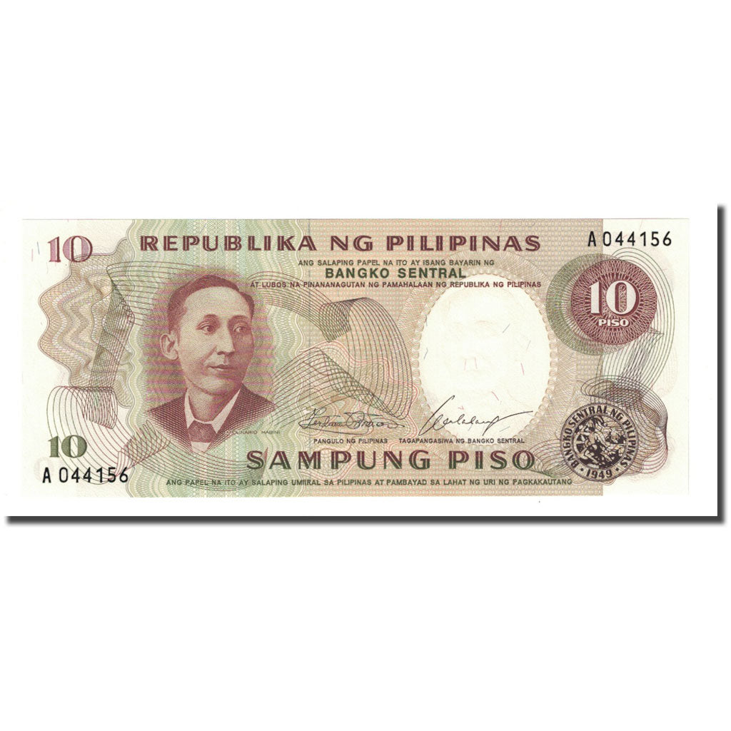Geldschein, Philippinen, 10 Piso, undated (1969), KM:144a, UNZ