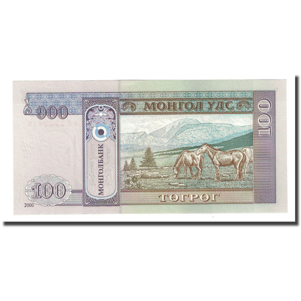 Biljet, Mongolië, 100 Tugrik, 2000, KM:65a, NIEUW
