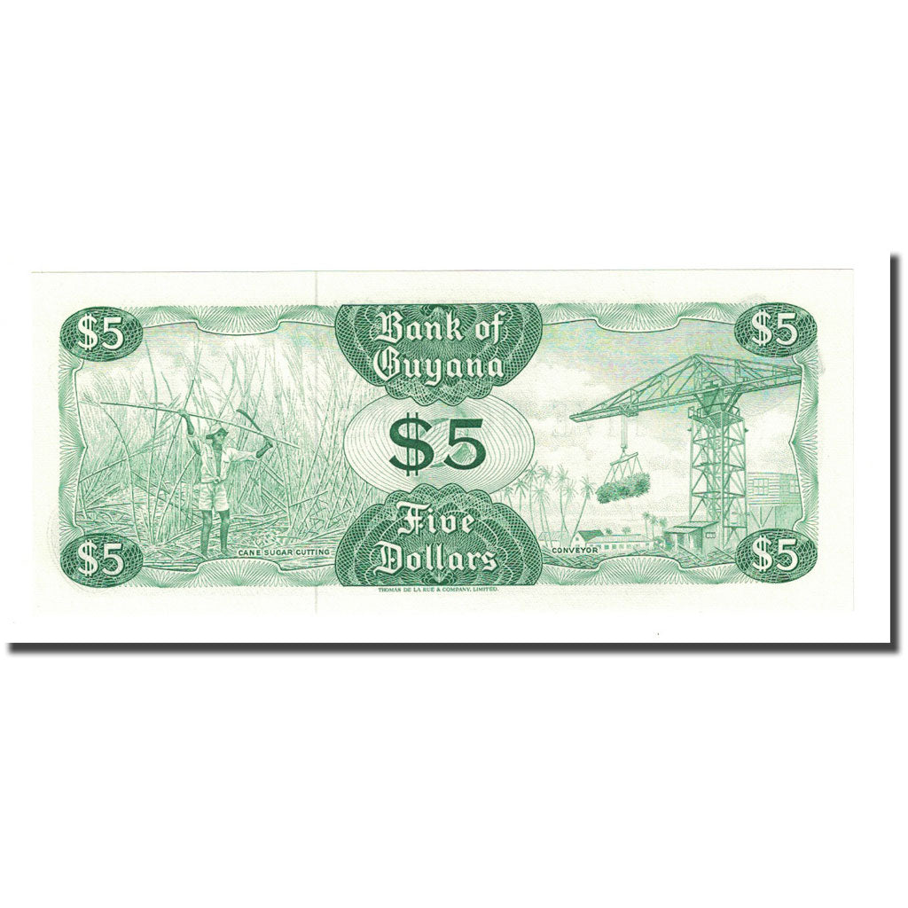 Banknote, Guyana, 5 Dollars, Undated (1989), KM:22e, UNC(65-70)