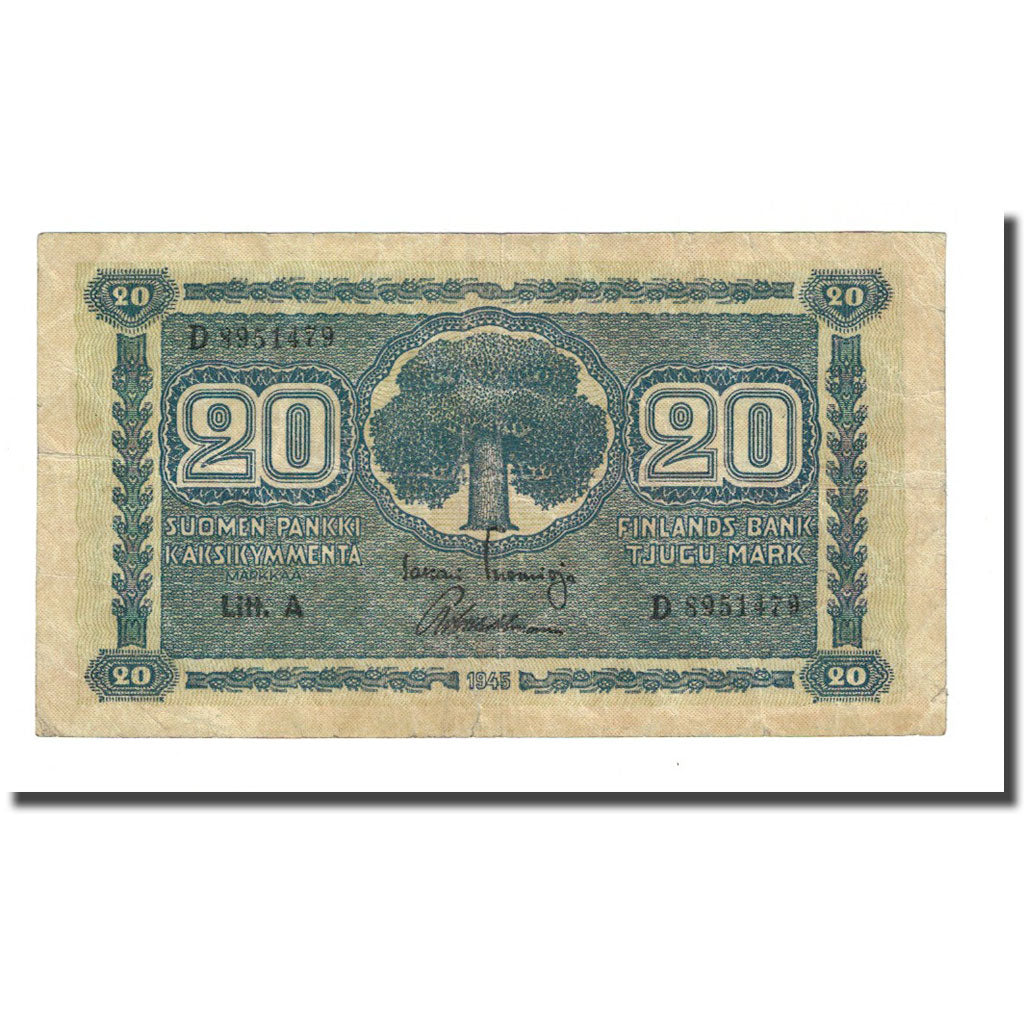 Billete, 20 Markkaa, 1945, Finlandia, KM:78a, MBC