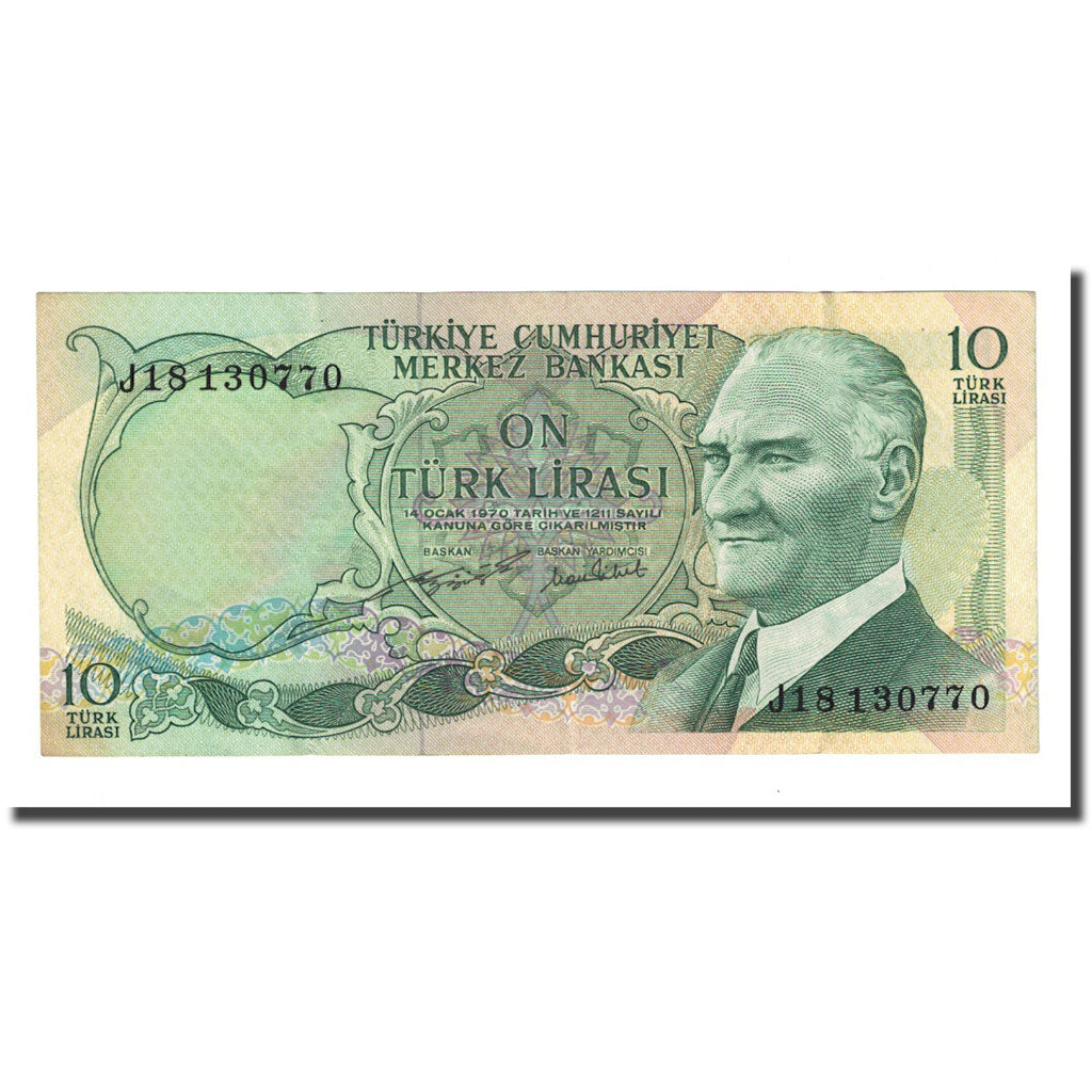 Banknote, Turkey, 10 Lira, L.1970, KM:186, AU(55-58)