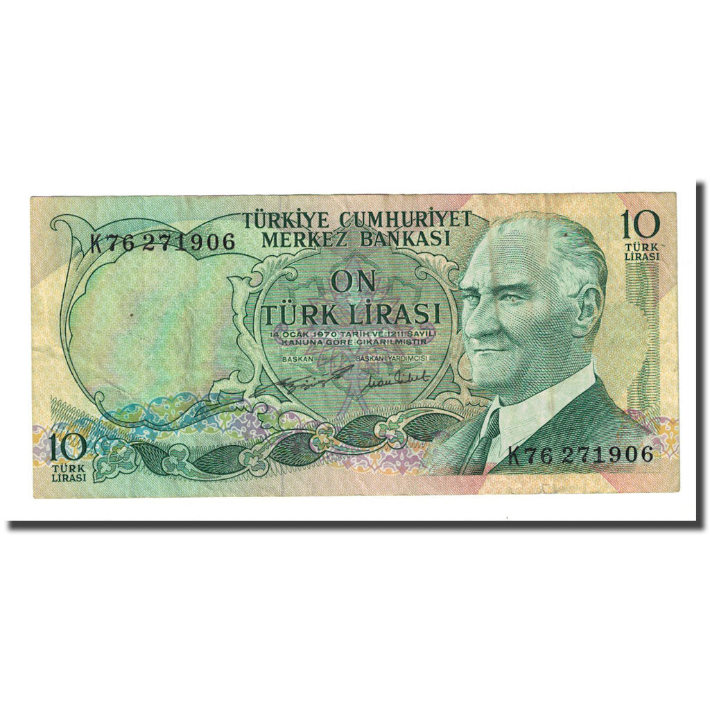 Banknote, Turkey, 10 Lira, L.1970, KM:186, EF(40-45)