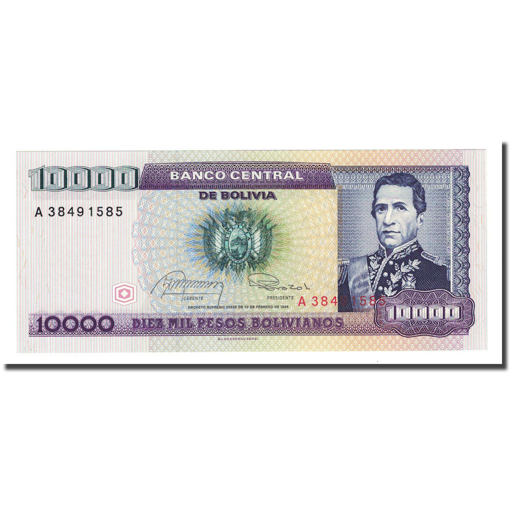 Banconote, Bolivia, 10,000 Pesos Bolivianos, 1984-02-10, KM:169a, FDS