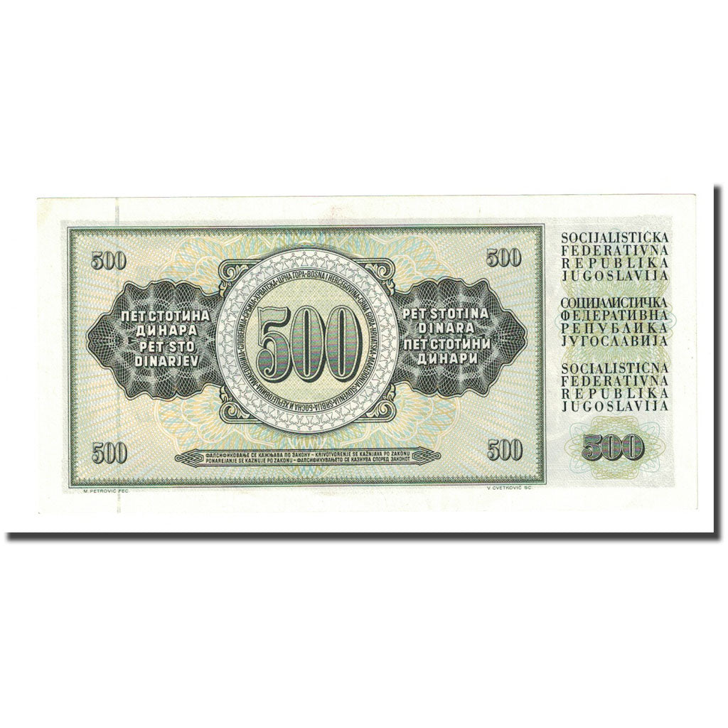Banknote, Yugoslavia, 500 Dinara, 1986-05-16, KM:91c, UNC(65-70)