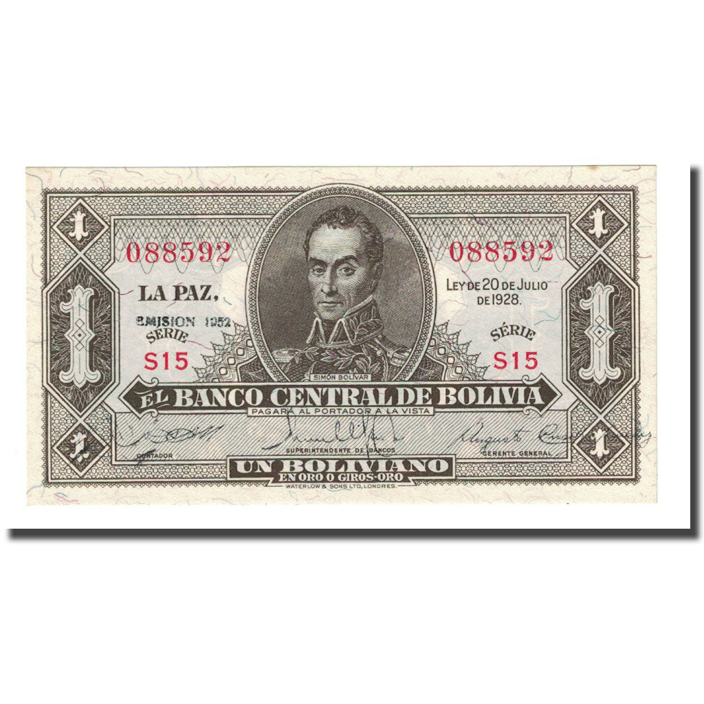 Geldschein, Bolivien, 1 Boliviano, L.1928, KM:128c, UNZ