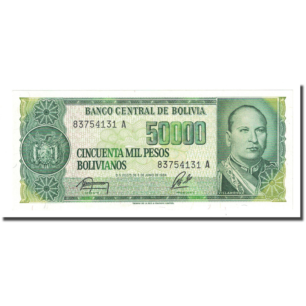 Biljet, Bolivia, 50,000 Pesos Bolivianos, D. 1984-06-5, KM:170a, NIEUW