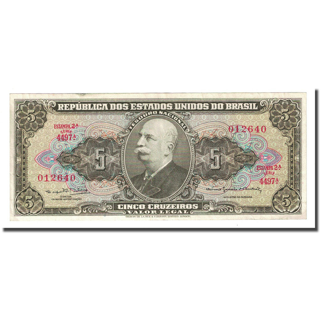 Banknote, Brazil, 5 Cruzeiros, Undated (1964), KM:176d, UNC(65-70)