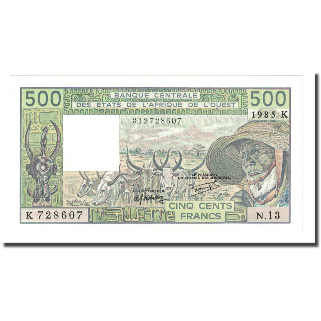 Banknote, West African States, 500 Francs, 1985, KM:706Kh, UNC(65-70)