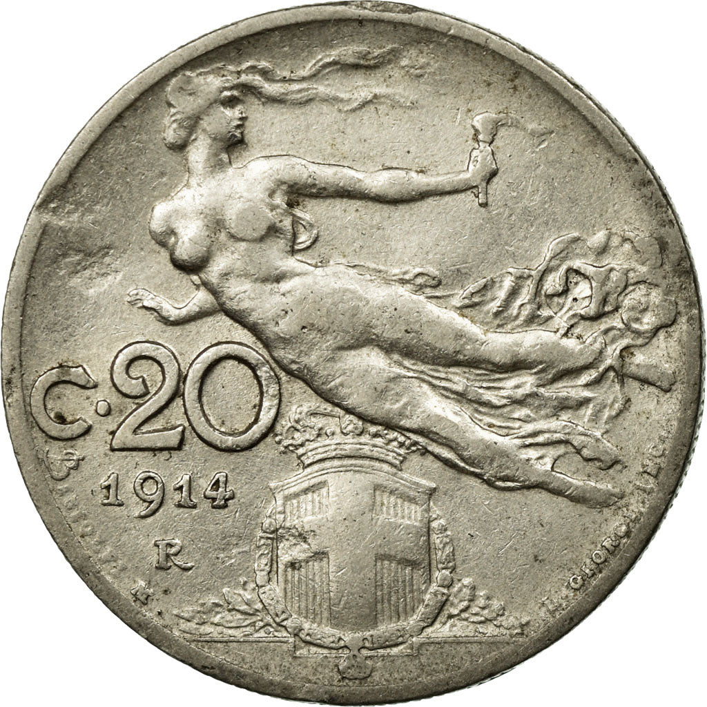 Coin, Italy, Vittorio Emanuele III, 20 Centesimi, 1914, Rome, EF(40-45), Nickel