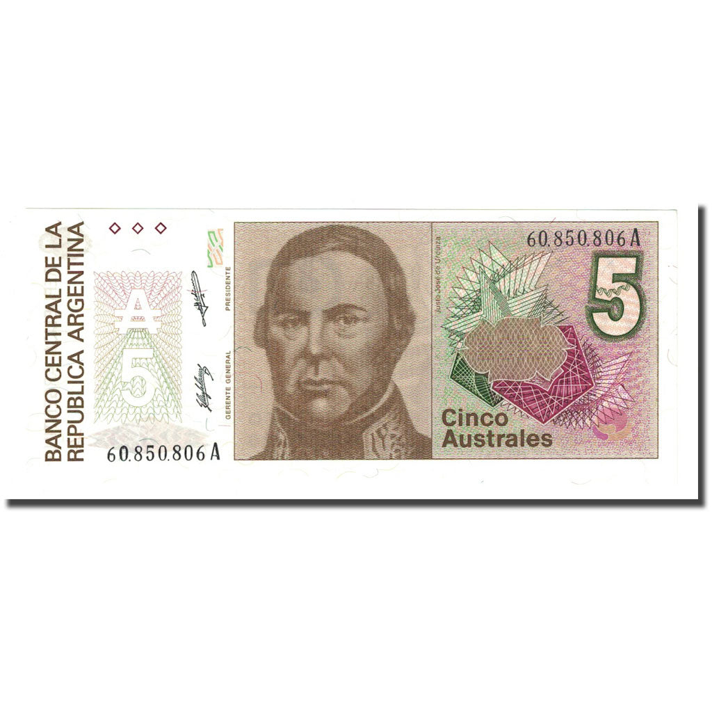 Banknote, Argentina, 5 Australes, Undated (1985-91), KM:324a, UNC(65-70)