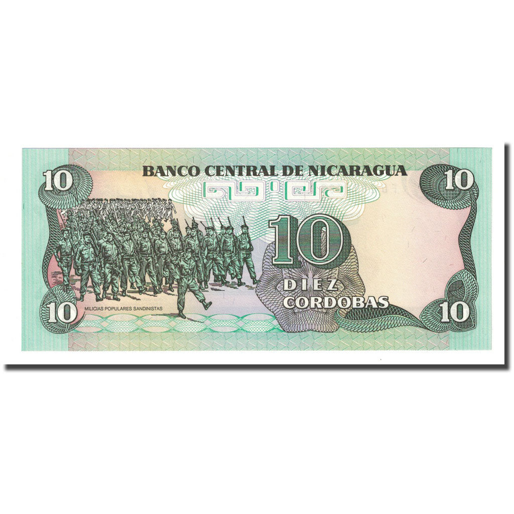 Banknote, Nicaragua, 10 Cordobas, 1985, KM:151, UNC(65-70)