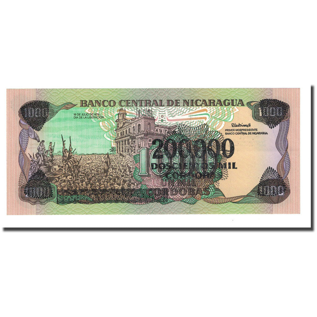 Banknote, Nicaragua, 200,000 Córdobas on 1000 Córdobas, 1985 (1990), KM:162