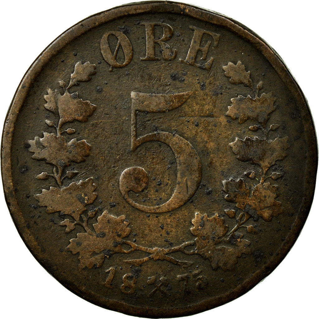 Coin, Norway, 5 Öre, 1875, VF(20-25), Bronze, KM:349