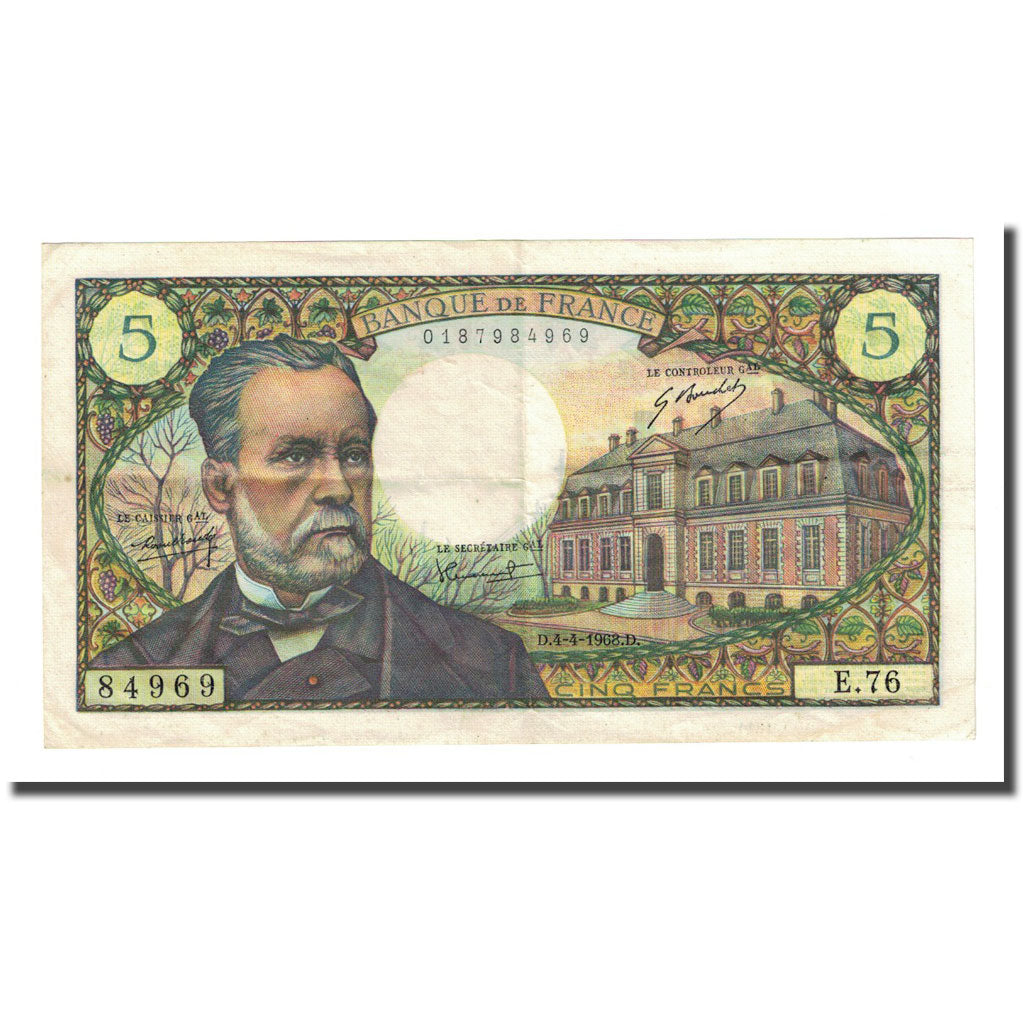 Frankreich, 5 Francs, Pasteur, 1968-04-04, SS, Fayette:61.7, KM:146b