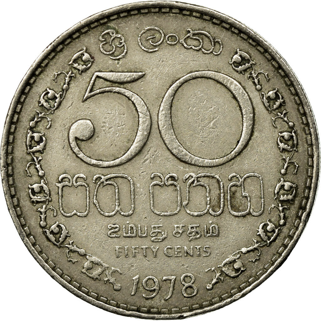Moneta, Sri Lanka, 50 Cents, 1978, BB, Rame-nichel, KM:135.1