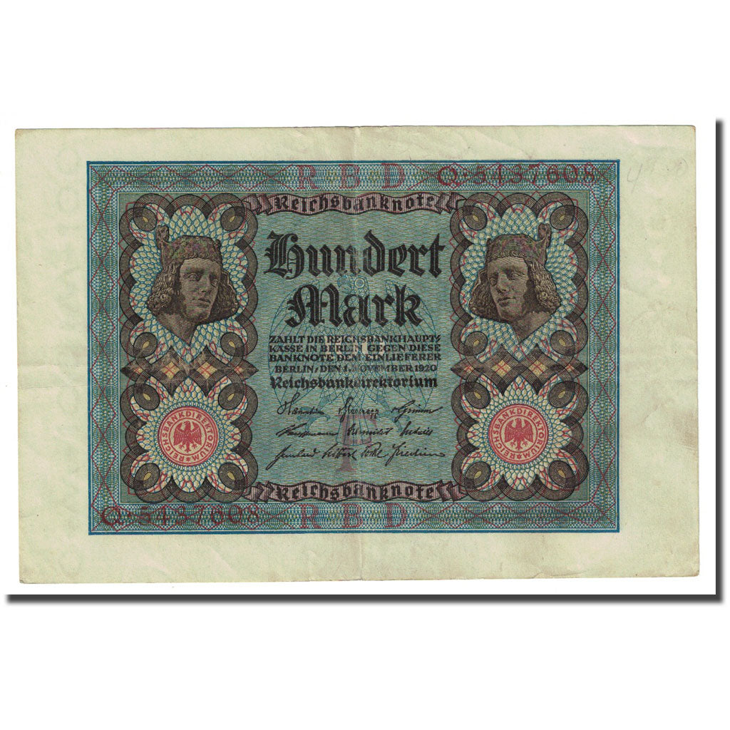 Billet, Allemagne, 100 Mark, 1920-11-01, KM:69a, TTB