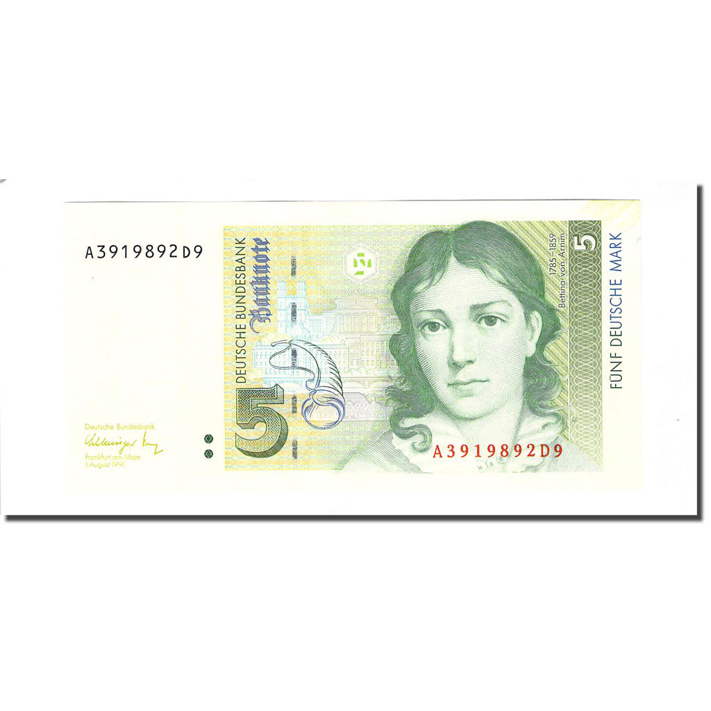Banknot, Niemcy - RFN, 5 Deutsche Mark, 1991-08-01, KM:37, UNC(65-70)