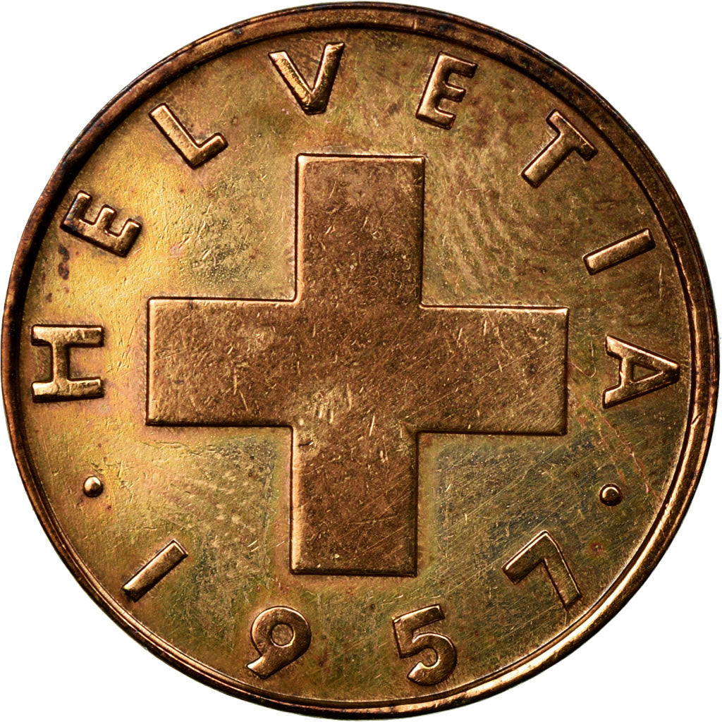 Moneta, Svizzera, 2 Rappen, 1957, Bern, BB, Bronzo, KM:47