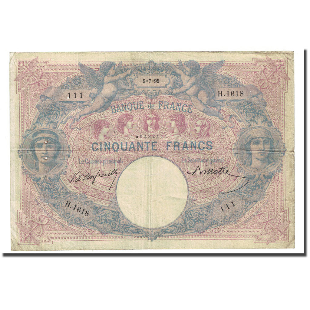 Frankrijk, 50 Francs, Bleu et Rose, 1899-07-05, TB, Fayette:14.11, KM:64b