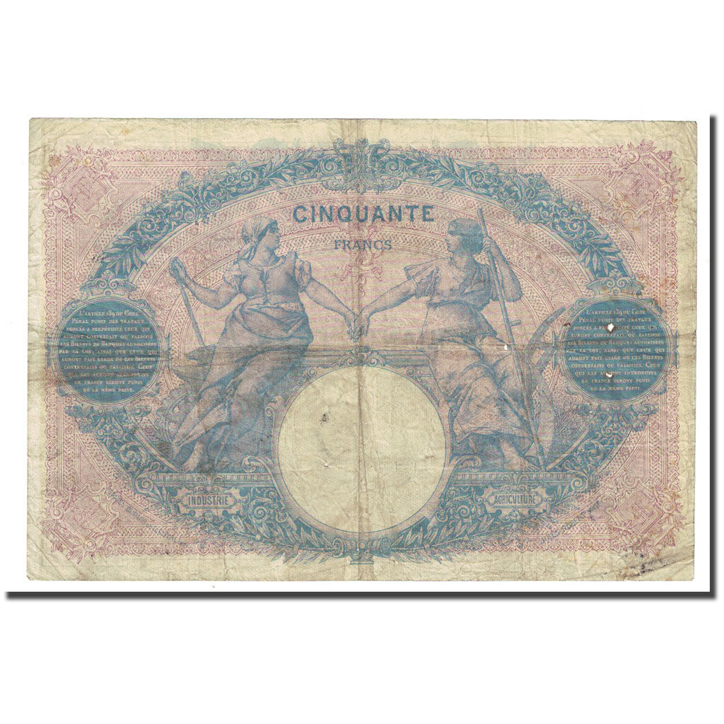Francia, 50 Francs, Bleu et Rose, 1899-12-29, B+, Fayette:14.11, KM:64b