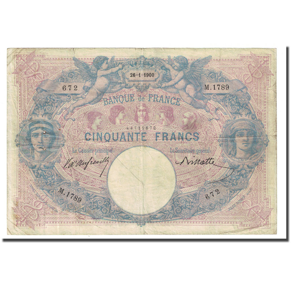Francia, 50 Francs, Bleu et Rose, 1900-01-26, MB, Fayette:14.12, KM:64b