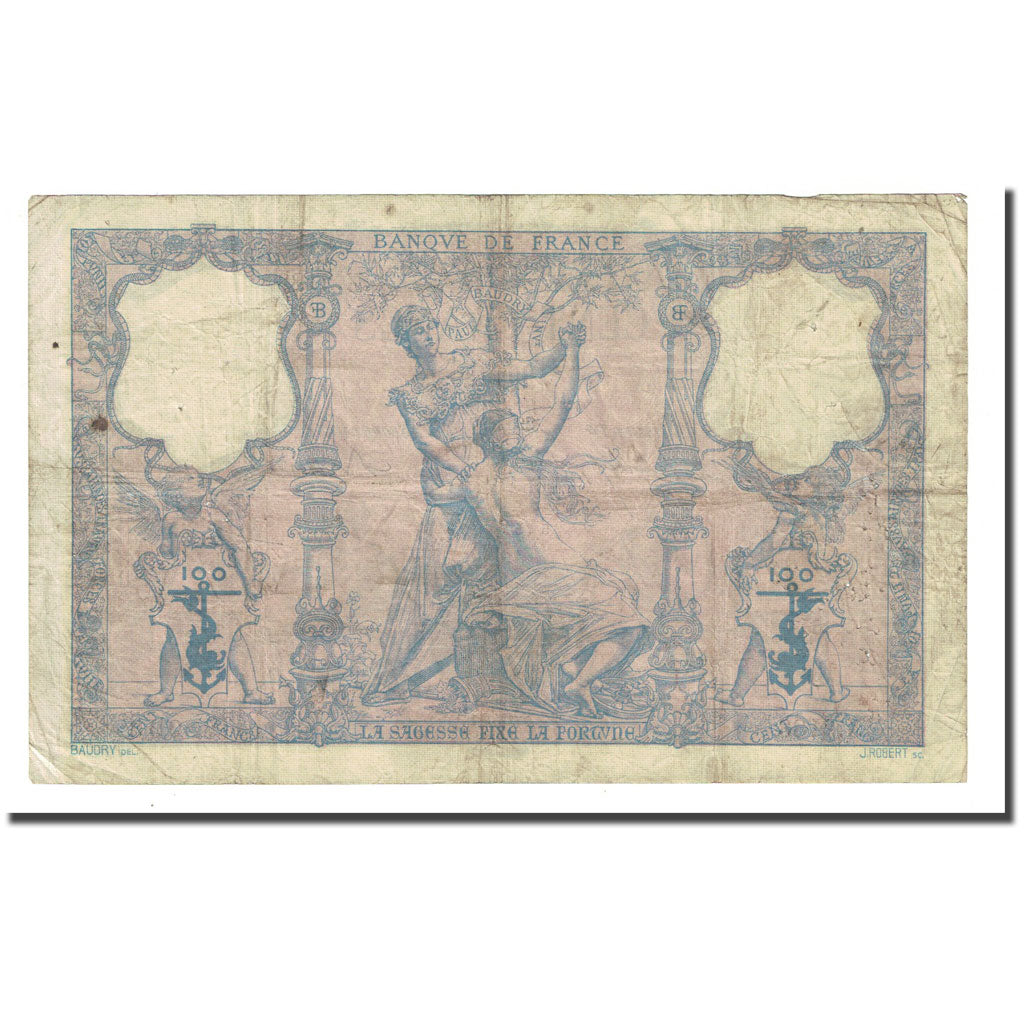 França, 100 Francs, Bleu et Rose, 1897-04-29, VF(20-25), Fayette:21.10, KM:65b