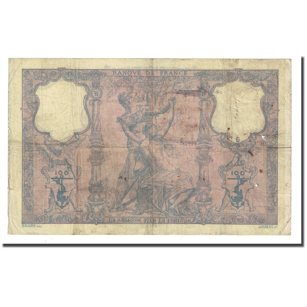 França, 100 Francs, Bleu et Rose, 1897-06-01, VF(20-25), Fayette:21.10, KM:65b