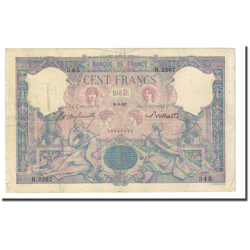 Frankreich, 100 Francs, Bleu et Rose, 1897-08-09, S, Fayette:21.10, KM:65b